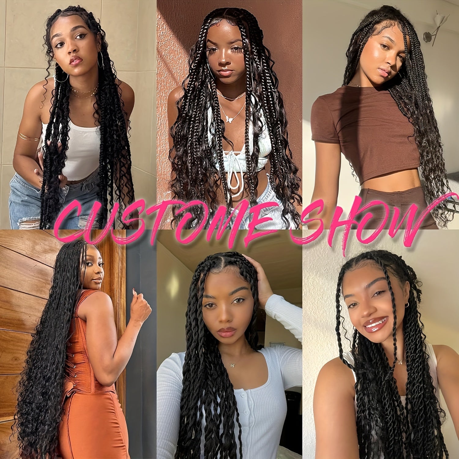 8 Pcs Black Brazilian Wool Hair For Braiding Hair Acrylic Yarn Crochet Box Braids Senegalese Twist Jumbo Braids Faux Locs Crochet Hair For Women Synthetic Braiding Hair Extensions Halloween Christmas